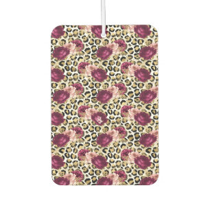 Girly Gold Pink Floral Leopard Print Air Freshener