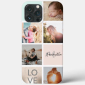 girly gold pink monogram love photo collage grid Case-Mate iPhone case (Back)
