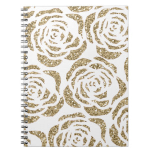 Girly Gold Rose Pattern Custom Spiral Notebook