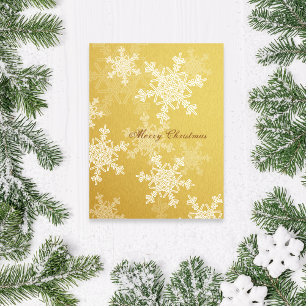 Girly golden and white Christmas snowflakes Holiday Postcard