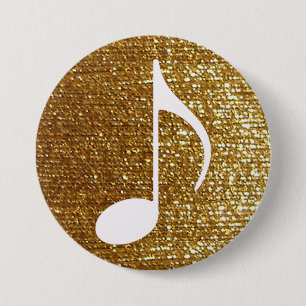girly golden musical note 3 inch round button