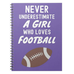 Girly Golf Football Gifts For Girls Kids Fall Pink Notebook