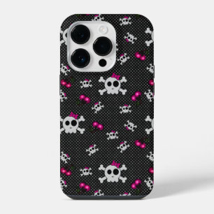 Girly Goth Skulls with Pink Bows  iPhone 14 Pro Case
