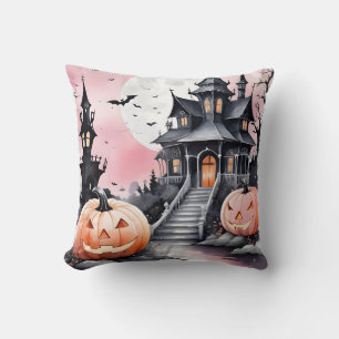 Girly Gothic Nightfall Haunted Mansion Throw Pillow
