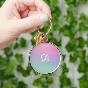 Girly gradient pink simple initial  keychain