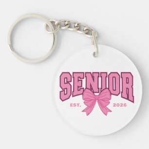 Girly Graduation Coquette Senior 2026 Pink Bow Keychain