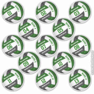 girly green black volleyball player names set 13