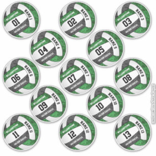 girly green black volleyball player names set 13