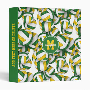 girly green gold school colours volleyball binder