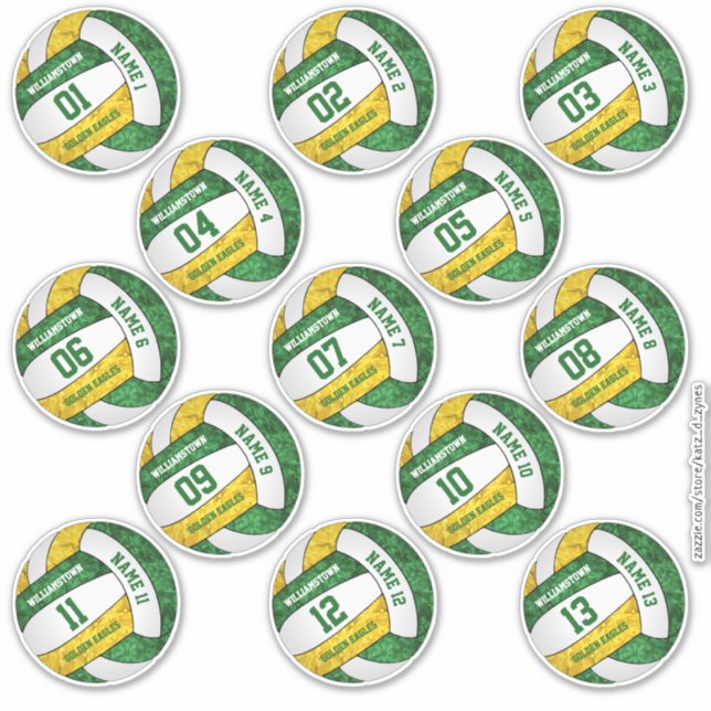 girly green gold volleyball custom players names (Front)