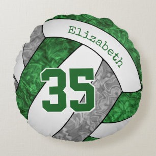 girly green grey volleyball team colours gifts round pillow