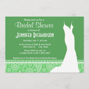 Girly Green Paisley Invitation