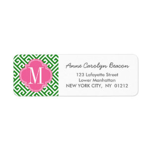 Girly Green & Pink Greek Key Pattern Custom