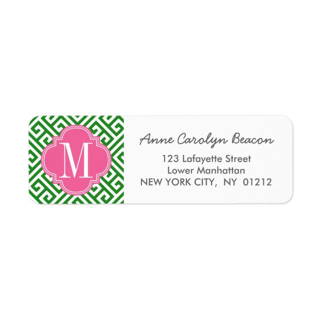 Girly Green & Pink Greek Key Pattern Custom (Front)