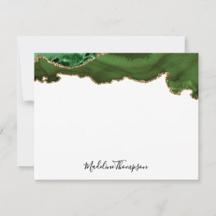 Girly Green Velvet Agate Geode Script Typography Card