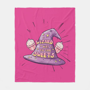 Girly Halloween - Wizard Way to the Sweets Fleece Blanket