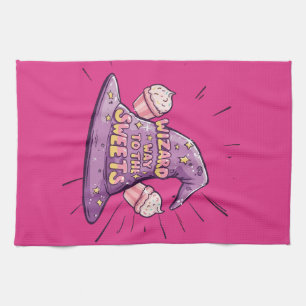 Girly Halloween - Wizard Way to the Sweets Kitchen Towel
