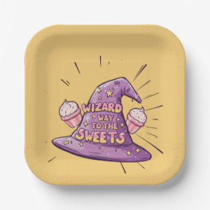 Girly Halloween - Wizard Way to the Sweets Paper Plate