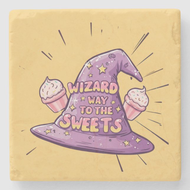 Girly Halloween - Wizard Way to the Sweets Stone Coaster (Front)
