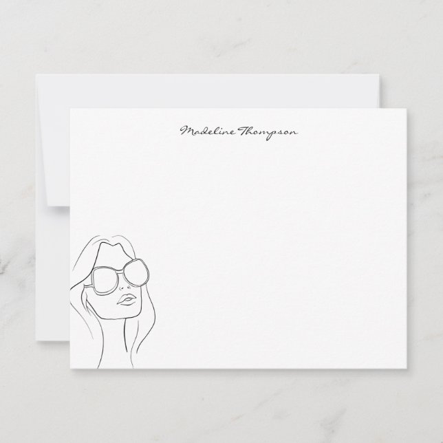 Girly Handwritten Script Typography Girl Face Card (Front)