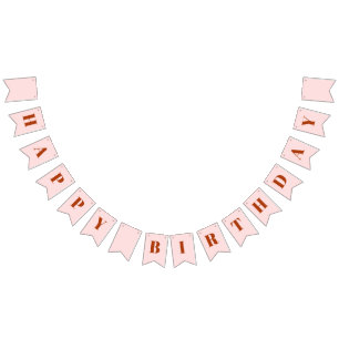 Girly Happy Birthday Blush Pink Red Birthday Bunting Flags