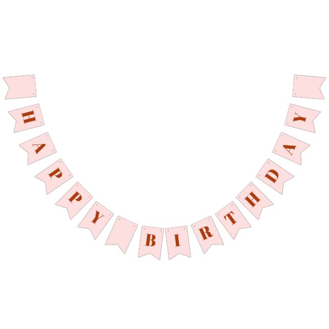 Girly Happy Birthday Blush Pink Red Birthday Bunting Flags (All)
