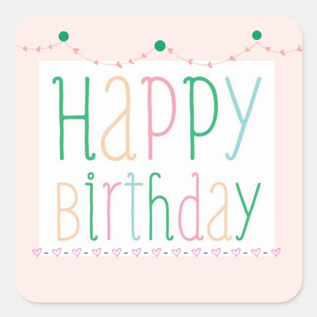 Girly Happy Birthday Stickers (Front)