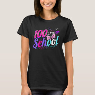 Girly Hearts And Bow For 100 Days Of School T-Shirt