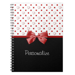 Girly Hearts and Polka Dots With Name Notebook