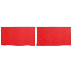 Girly Hearts Gold Faux Foil Red Pattern Pillowcase