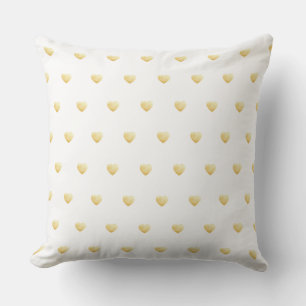 Girly Hearts Gold on White Outdoor Pillow