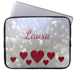 Girly hearts personalized laptop sleeve