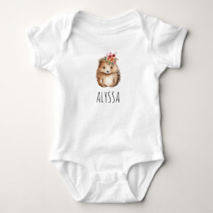 Girly Hedgehog Personalized Baby Bodysuit