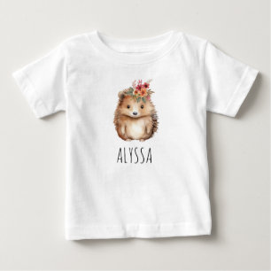 Girly Hedgehog Personalized Baby T-Shirt