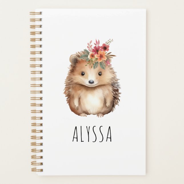 Girly Hedgehog Personalized Planner (Front)