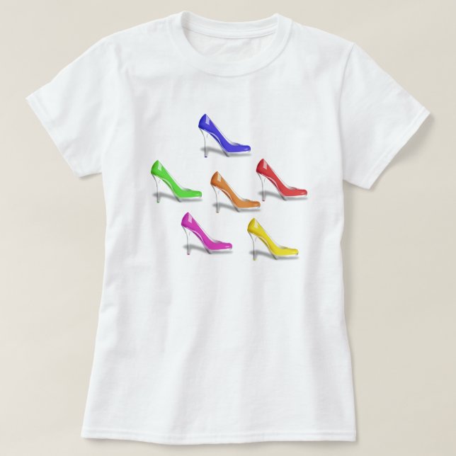 GIRLY HIGH HEEL SHOES IN MANY COLORS T-Shirt (Design Front)