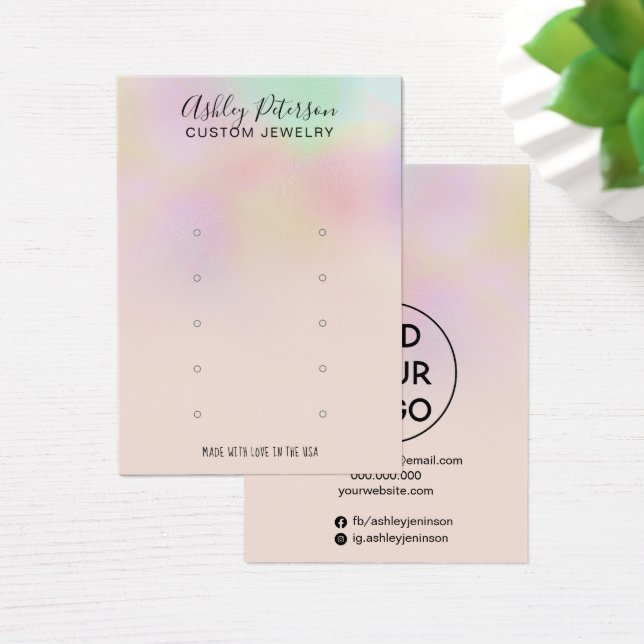 Girly holographic ombre multi stud earring display (Desk)