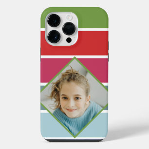 Girly Horizontal Stripes with photo iPhone 14 Pro Max Case