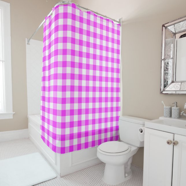 Girly Hot Pink and White Buffalo Plaid (In Situ)