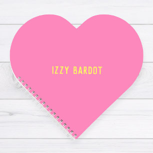 Girly Hot Pink and Yellow Name Heart Notebook