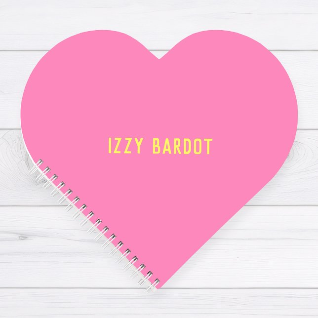 Girly Hot Pink and Yellow Name Heart Notebook (Creator Uploaded)