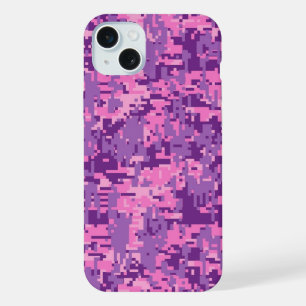 Girly Hot Pink Digital Camo iPhone 15 Plus Case