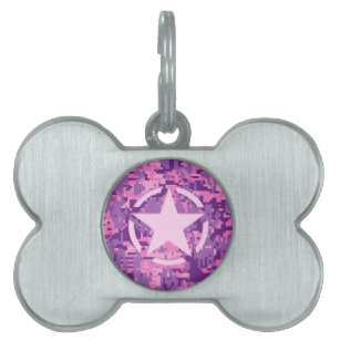 Girly Hot Pink Digital Camouflage Decor Pet ID Tag