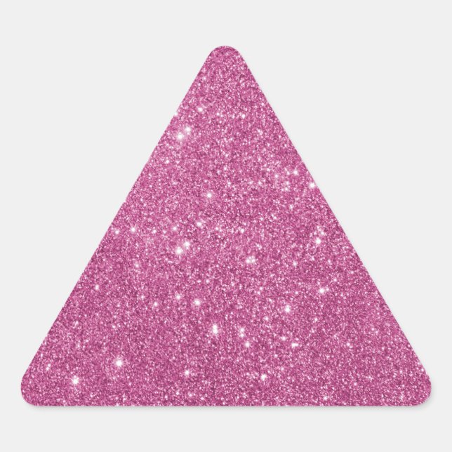 Girly Hot Pink Glitter  Triangle Sticker (Front)