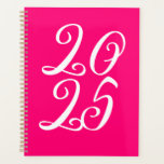 Girly hot pink magenta custom cute script year planner<br><div class="desc">Girly hot pink fuchsia magenta and white custom script year typography cute stylish elegant Planner.
Fully customizable white script text,  hot pink solid plain background.
You can personalized it with your initials,  monogram,  year,  etc or just delete the text,  and leave the blush pink solid plain colour.</div>