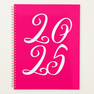 Girly hot pink magenta custom cute script year planner