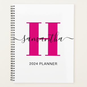 Girly Hot Pink Monogram Planner