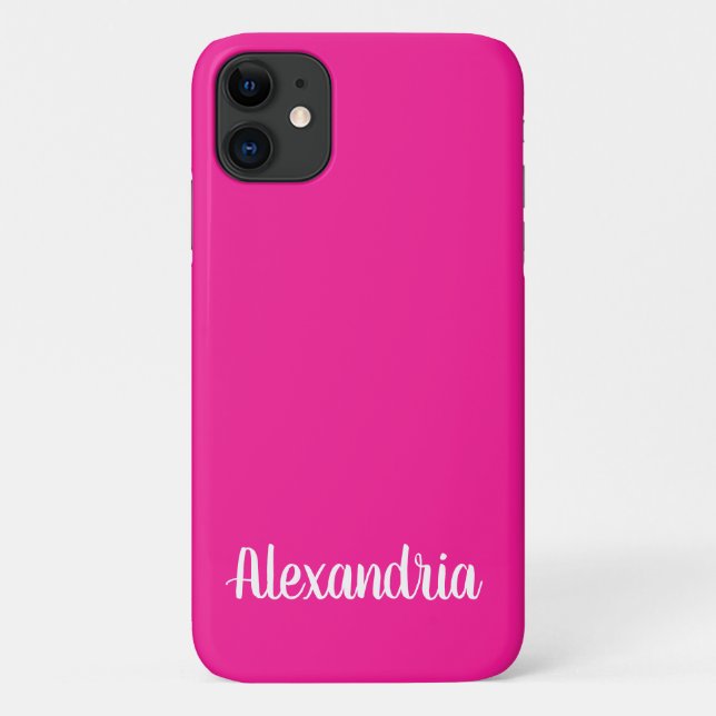 Girly HOT PINK Solid Colour Case-Mate iPhone Case (Back)