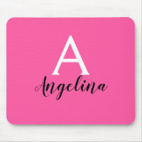 Girly Hot Pink White & Black Monogram Name