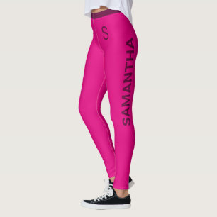 Girly Hot Pink With Customizable Name And Monogram Leggings